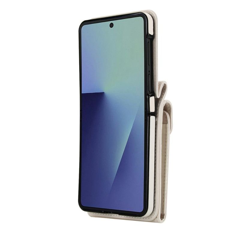 Coque Samsung Galaxy Z Flip 7 Portefeuille Matelassé et Bandoulière