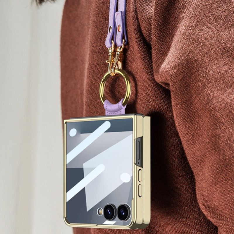 Coque Samsung Galaxy Z Flip 7 Texture Tissée avec Anneau-Support