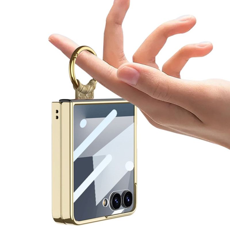 Coque Samsung Galaxy Z Flip 7 Texture Tissée avec Anneau-Support