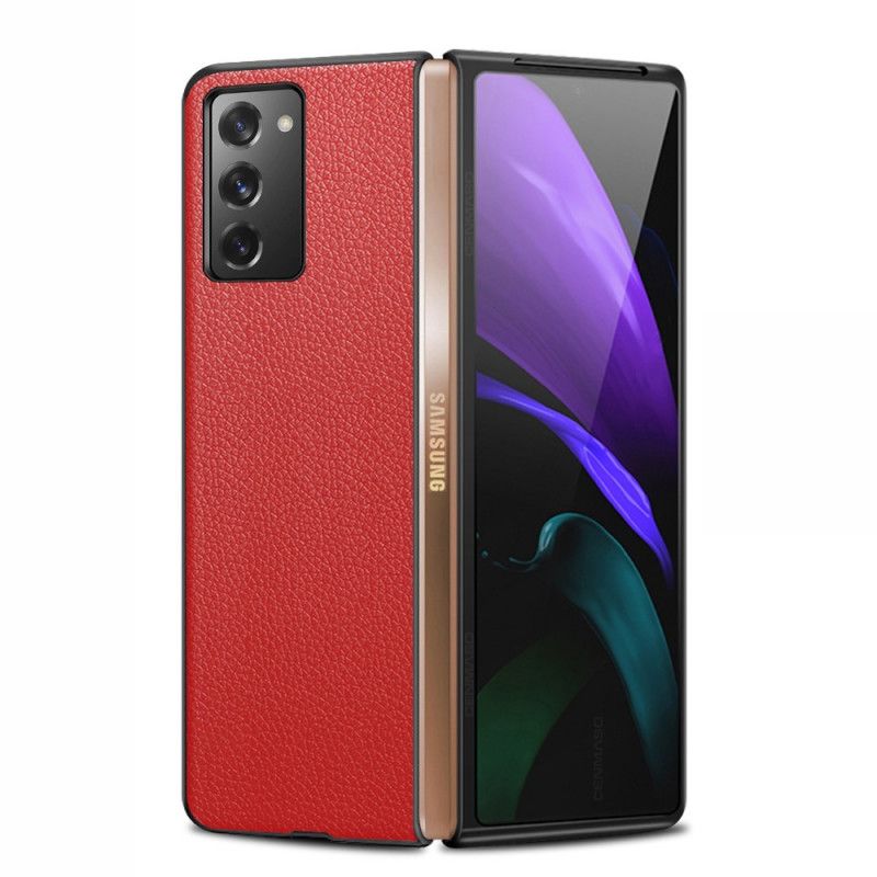 Coque Samsung Galaxy Z Fold 2 Cuir Litchi Véritable