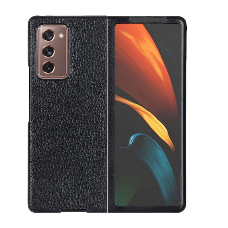 Coque Samsung Galaxy Z Fold 2 Cuir Litchi Véritable Texturé