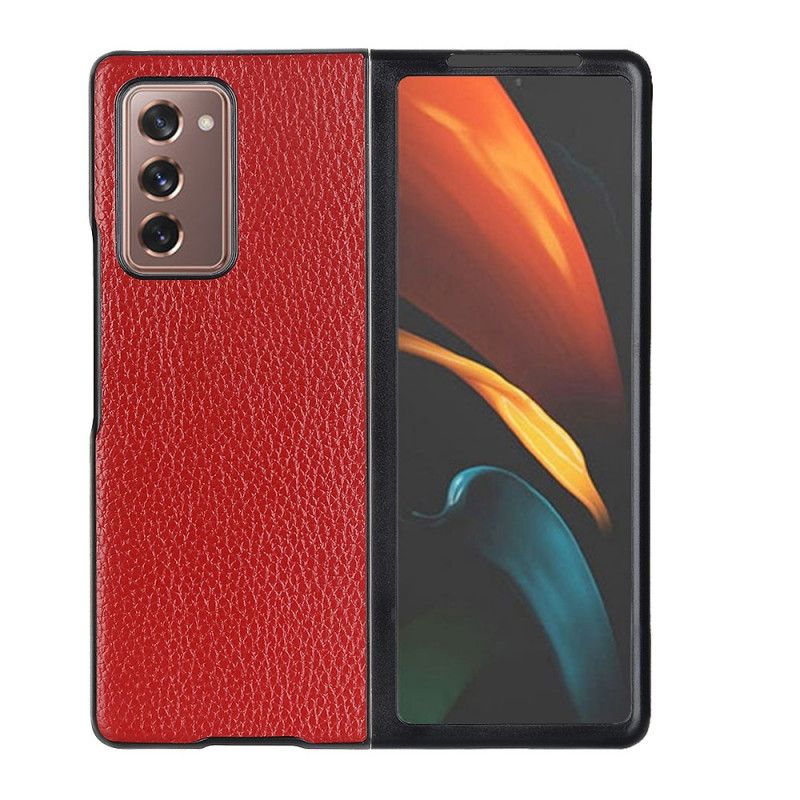 Coque Samsung Galaxy Z Fold 2 Cuir Litchi Véritable Texturé