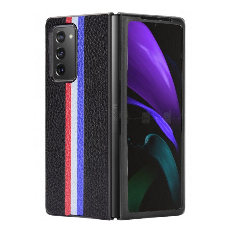 Coque Samsung Galaxy Z Fold 2 Simili Cuir Litchi Tricolore