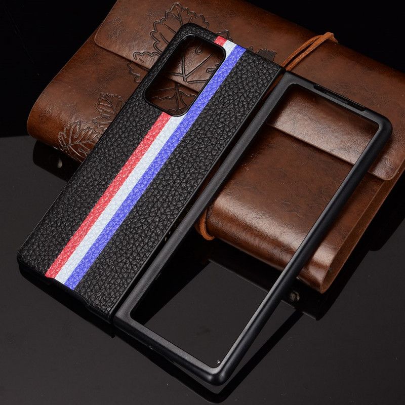 Coque Samsung Galaxy Z Fold 2 Simili Cuir Litchi Tricolore