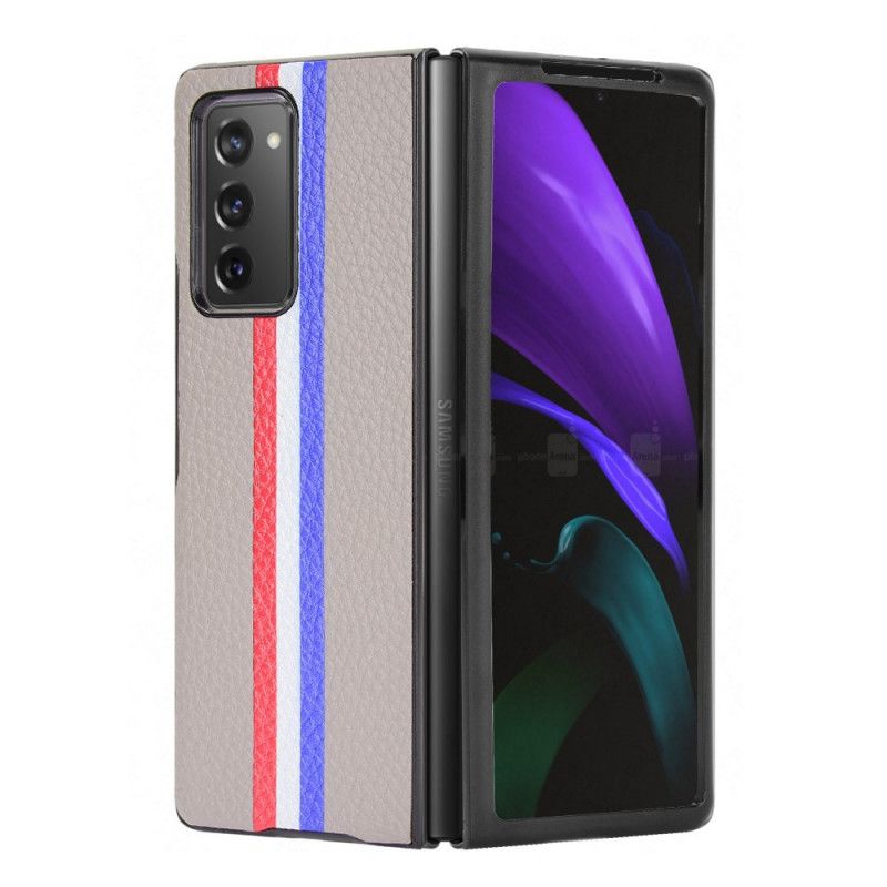 Coque Samsung Galaxy Z Fold 2 Simili Cuir Litchi Tricolore