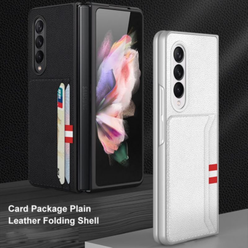 Coque Samsung Galaxy Z Fold 3 5G Cuir Tissé Porte-cartes Gkk