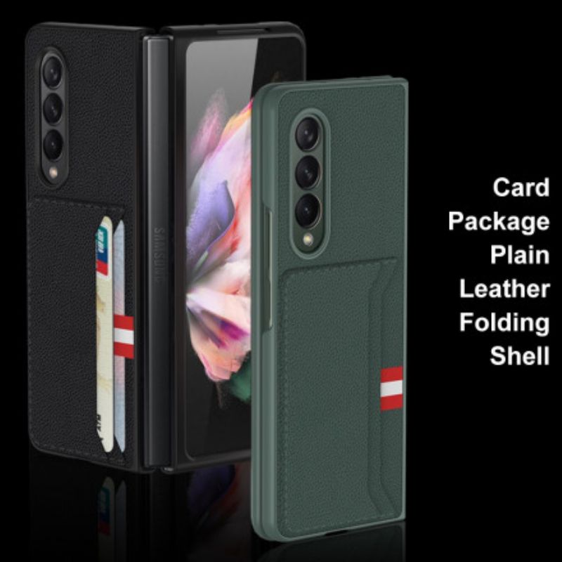 Coque Samsung Galaxy Z Fold 3 5G Cuir Tissé Porte-cartes Gkk