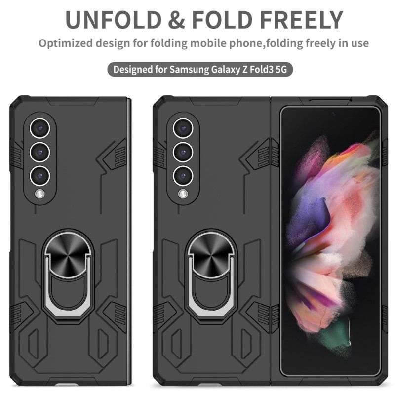 Coque Samsung Galaxy Z Fold 4 Bi-matière et Anneau Rotatif