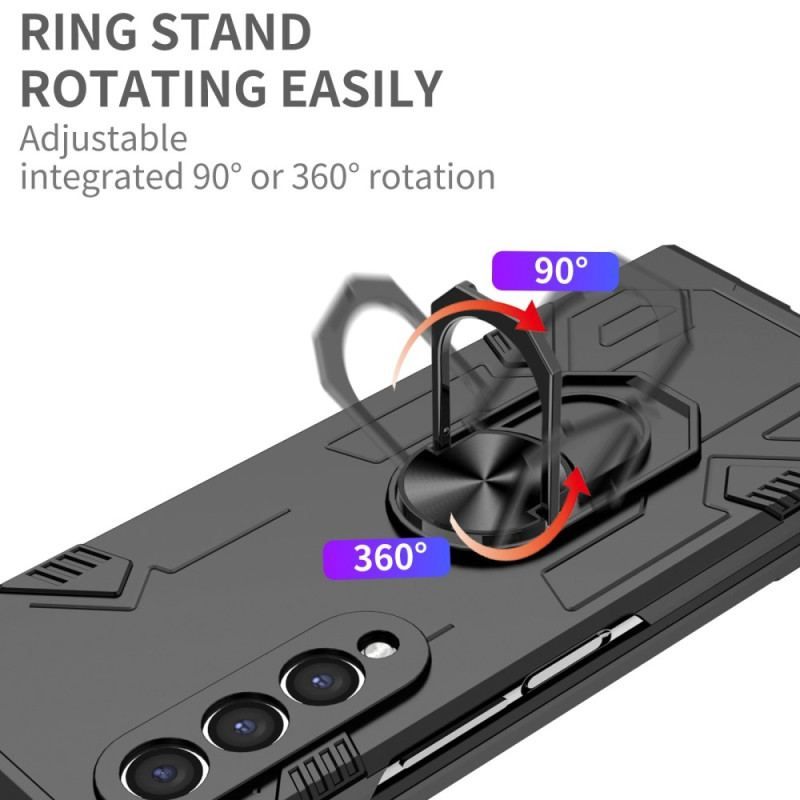 Coque Samsung Galaxy Z Fold 4 Bi-matière et Anneau Rotatif