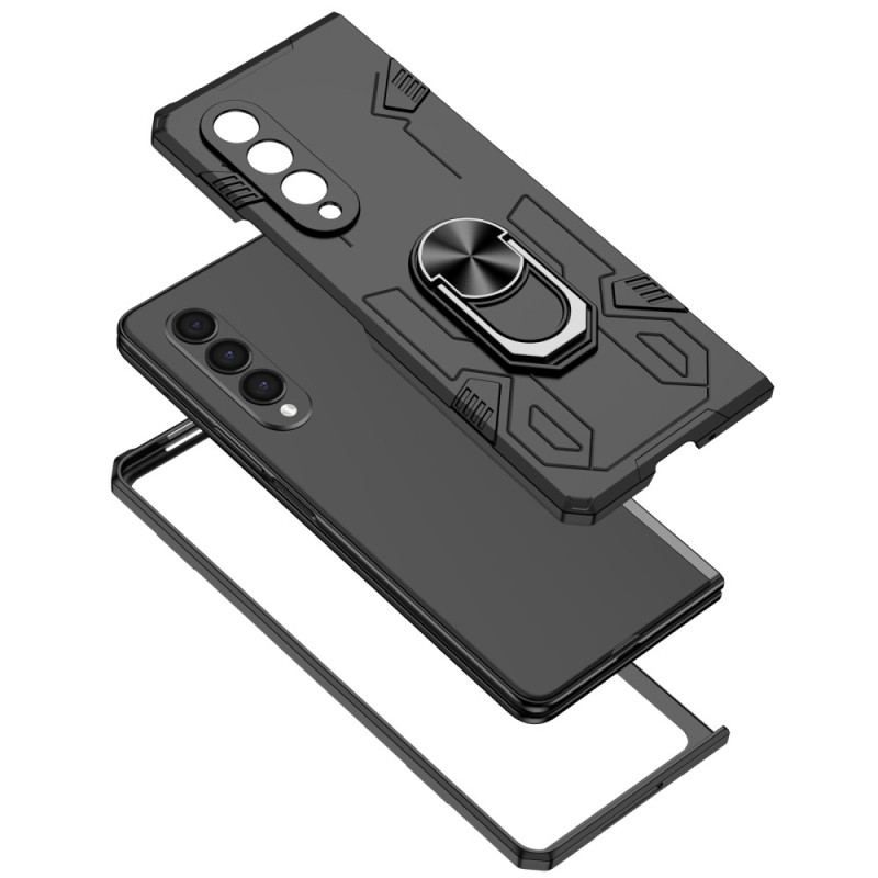 Coque Samsung Galaxy Z Fold 4 Bi-matière et Anneau Rotatif