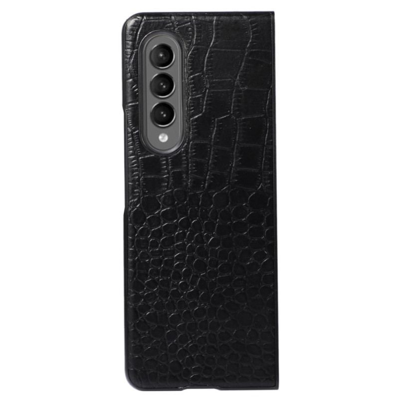 Coque Samsung Galaxy Z Fold 4 Cuir Véritable Effet Crocodile Tendance