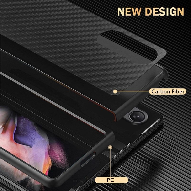 Coque Samsung Galaxy Z Fold 4 Fibre de Carbone et Microfibre