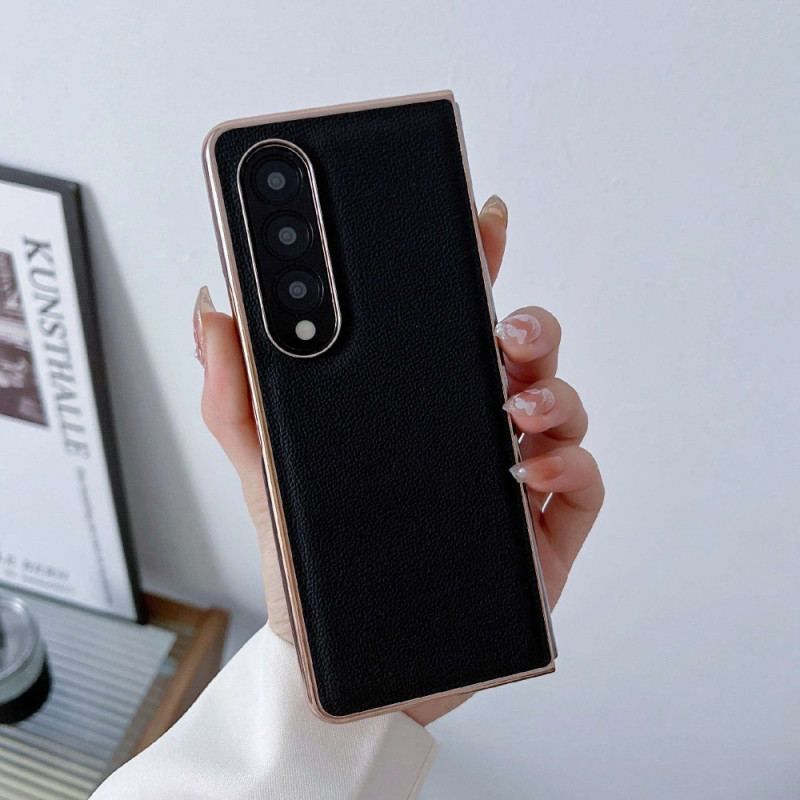 Coque Samsung Galaxy Z Fold 4 Simili Cuir de Veau