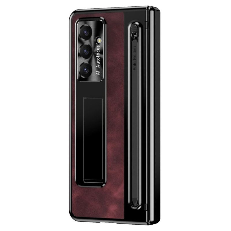 Coque Samsung Galaxy Z Fold 7 5G Effet Cuir Support et Porte-Stylet