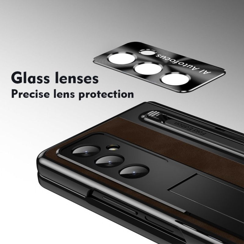 Coque Samsung Galaxy Z Fold 7 5G Effet Cuir Support et Porte-Stylet