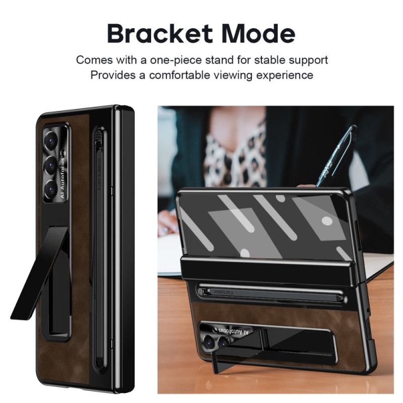 Coque Samsung Galaxy Z Fold 7 5G Effet Cuir Support et Porte-Stylet