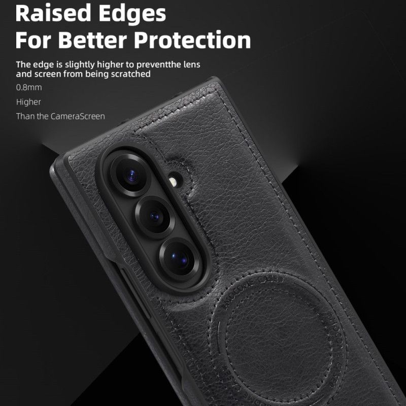 Coque Samsung Galaxy Z Fold 7 Effet Cuir MagSafe et Support