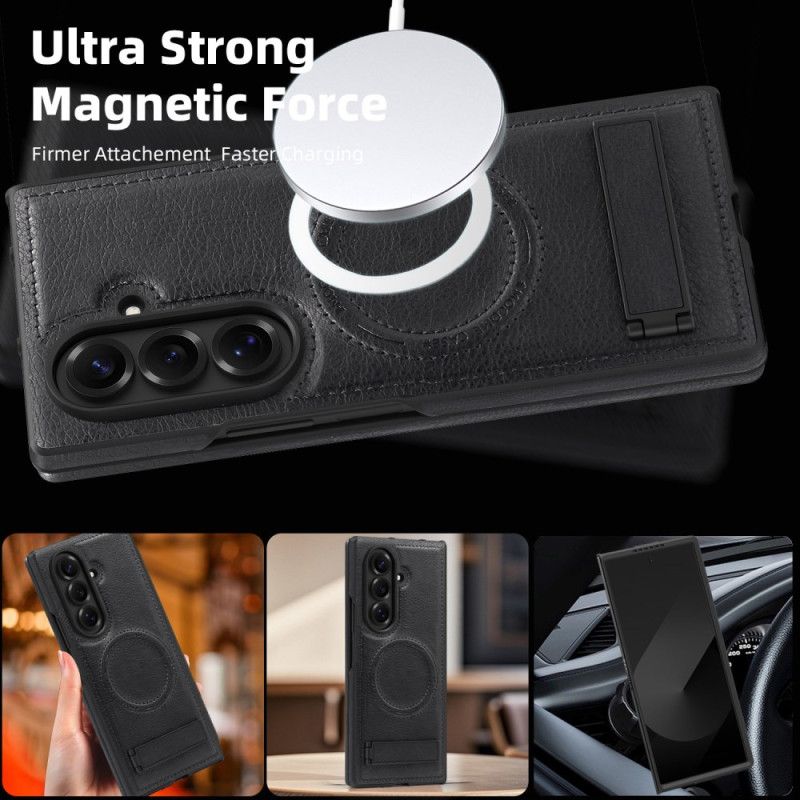 Coque Samsung Galaxy Z Fold 7 Effet Cuir MagSafe et Support