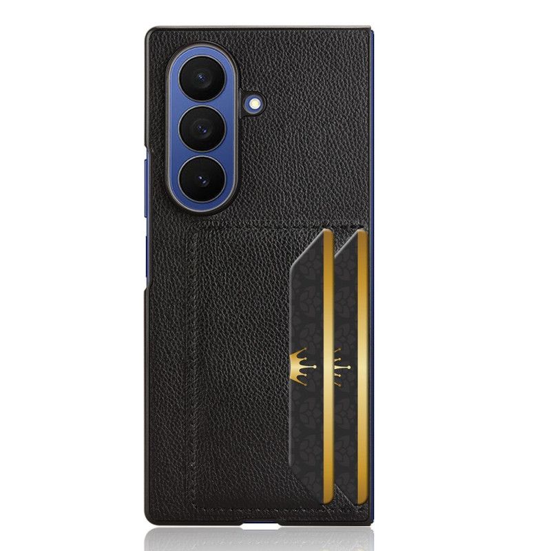 Coque Samsung Galaxy Z Fold 7 Texture Litchi avec Porte-Cartes
