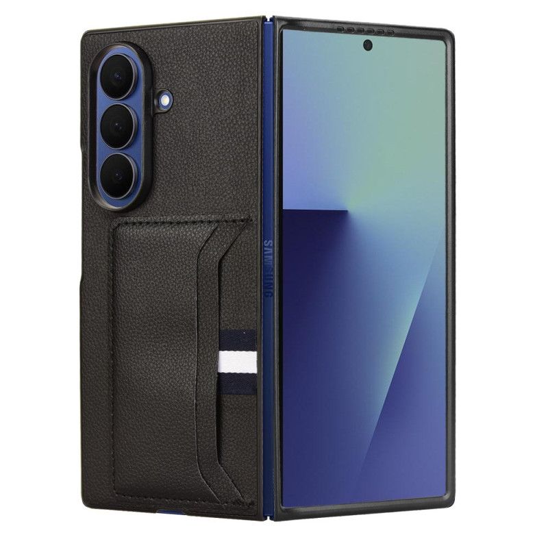 Coque Samsung Galaxy Z Fold 7 Texture Litchi avec Porte-Cartes