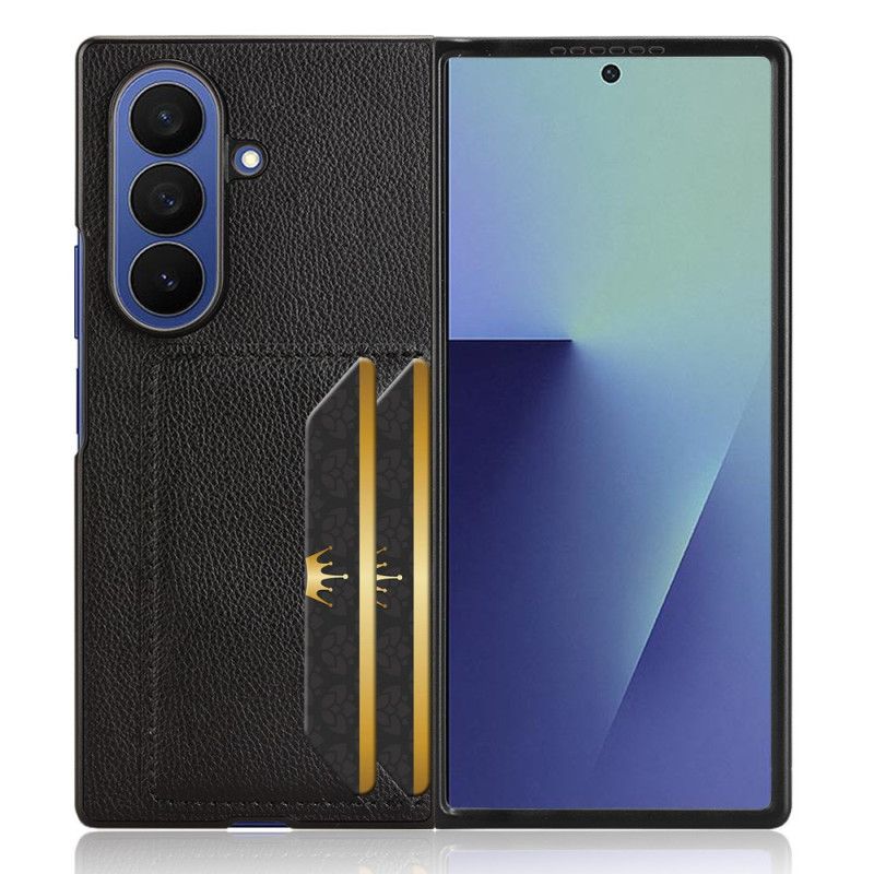 Coque Samsung Galaxy Z Fold 7 Texture Litchi avec Porte-Cartes