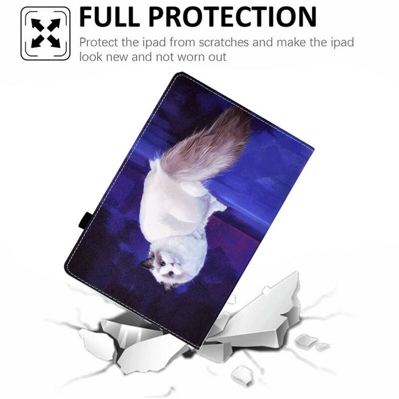 Étui Pour Samsung Galaxy Tab A7 Lite Chat Blanc