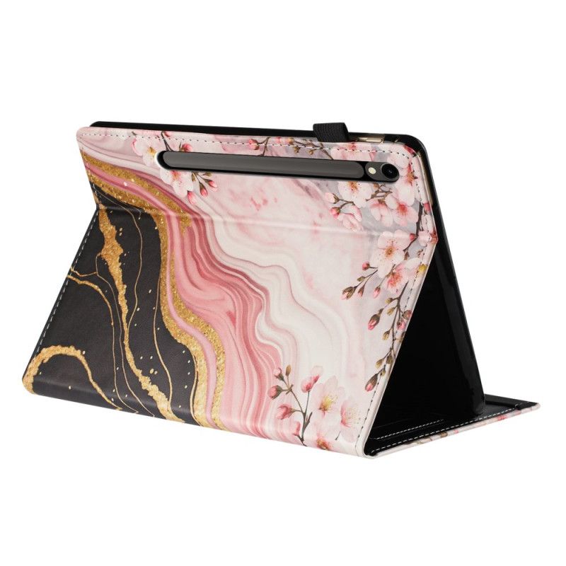 Étui Samsung Galaxy Tab S10 FE / S9 / S9 FE Motif Floral Marbre