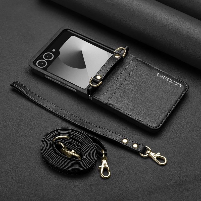 Étui Samsung Galaxy Z Flip 7 5G Style Cuir Porte-Cartes et Bandoulière