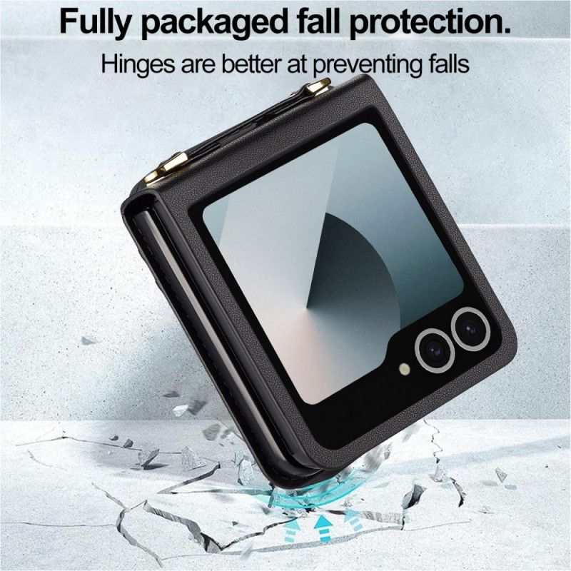 Étui Samsung Galaxy Z Flip 7 5G Style Cuir Porte-Cartes et Bandoulière