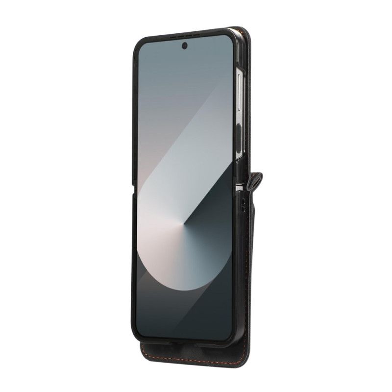 Étui Samsung Galaxy Z Flip 7 Effet Cuir Porte-Cartes et Bandoulière