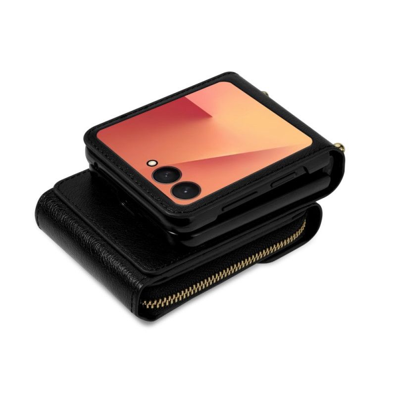 Étui Samsung Galaxy Z Flip 7 Portefeuille à Fermeture Éclair et Bandoulière