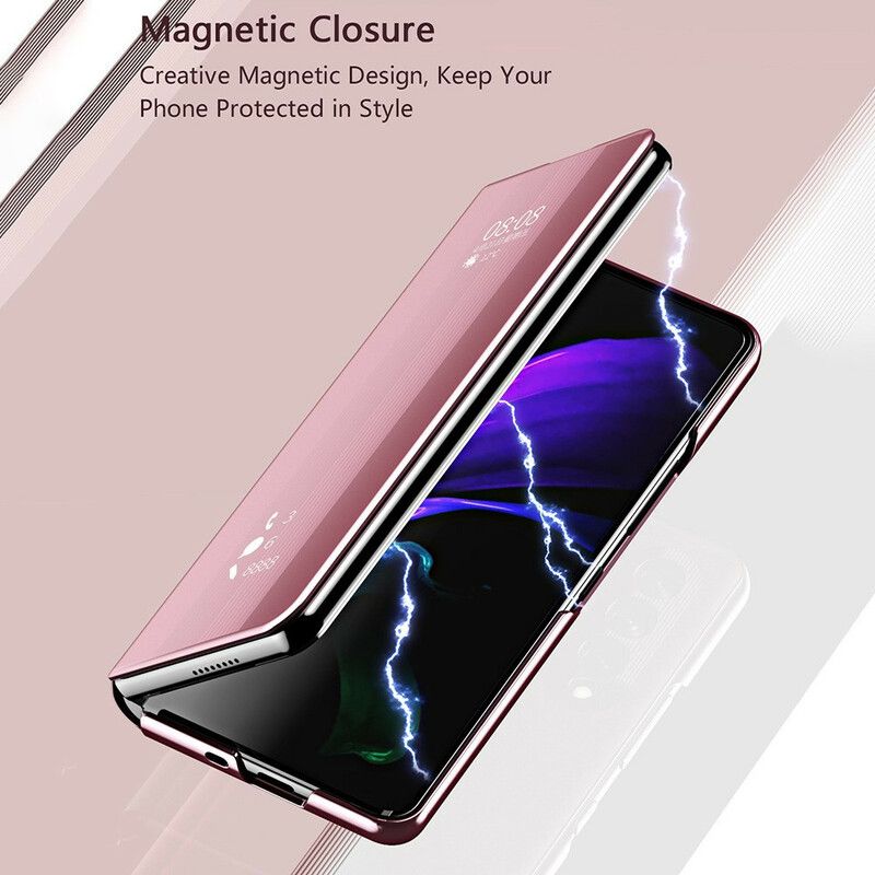 Flip Cover Pour Samsung Galaxy Z Fold 3 5G Couverture Miroir