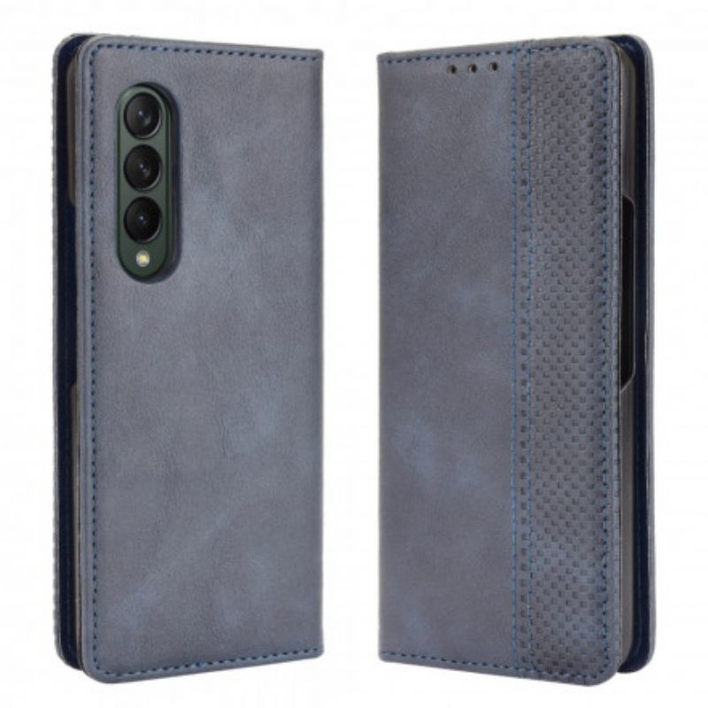 Flip Cover Pour Samsung Galaxy Z Fold 3 5G Effet Cuir Stylisé