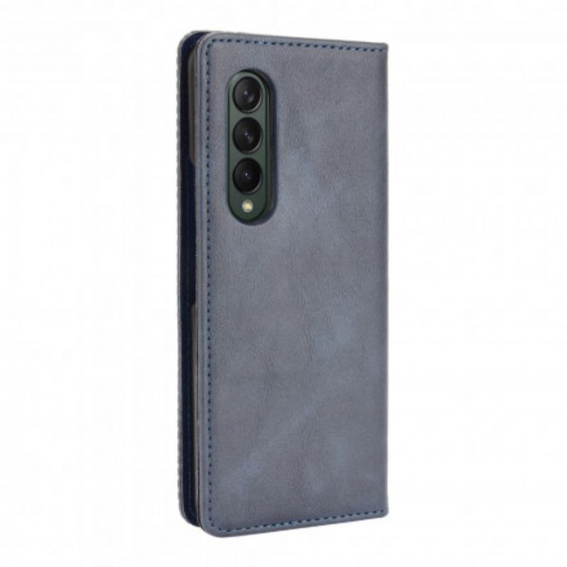 Flip Cover Pour Samsung Galaxy Z Fold 3 5G Effet Cuir Stylisé