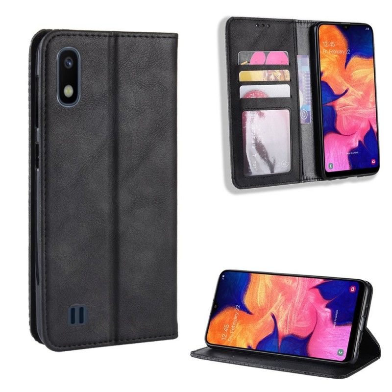 Flip Cover Samsung Galaxy A10 Effet Cuir Vintage Stylisé