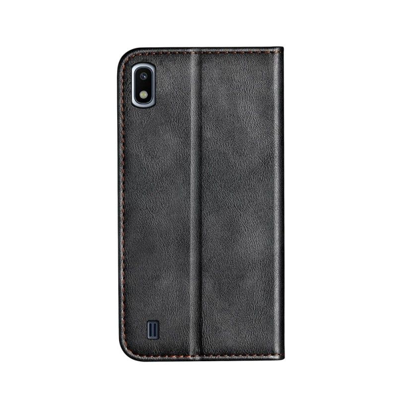 Flip Cover Samsung Galaxy A10 Simili Cuir Bouton Noir