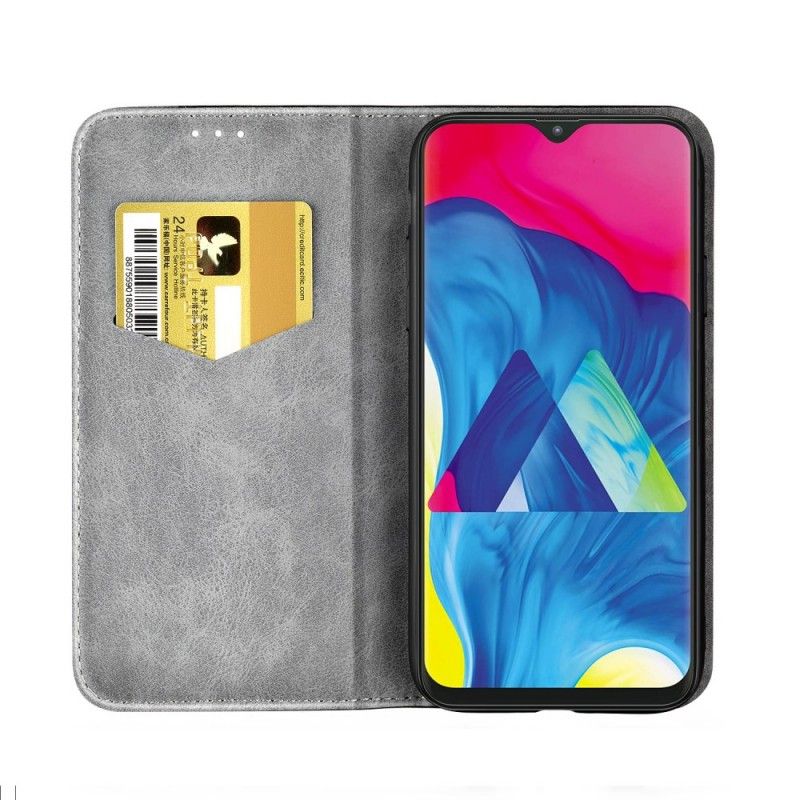 Flip Cover Samsung Galaxy A10 Simili Cuir Bouton Noir