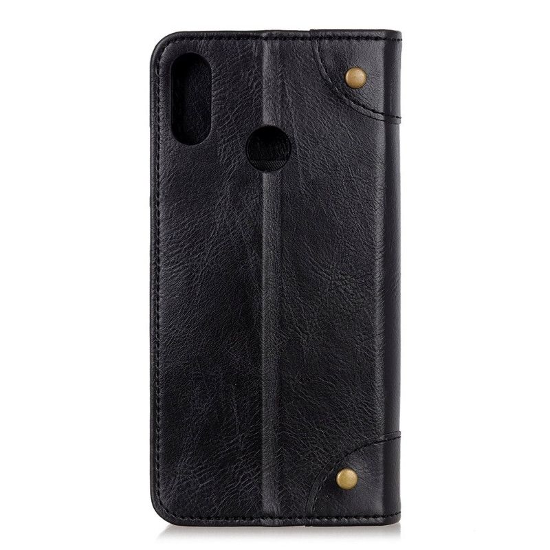 Flip Cover Samsung Galaxy A10s Cuir Fendu Vintage Rivets