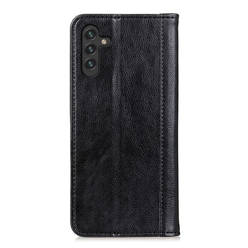 Flip Cover Samsung Galaxy A13 5G / A04s Cuir Litchi Fendu Élégance