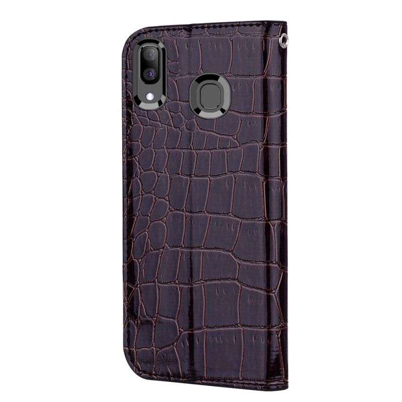 Flip Cover Samsung Galaxy A30 Effet Peau De Crocodile Et Paillettes