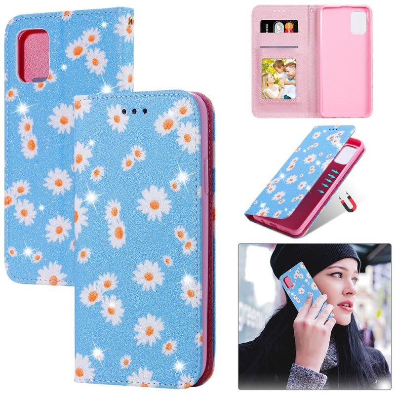 Flip Cover Samsung Galaxy A31 Simili Cuir Marguerites