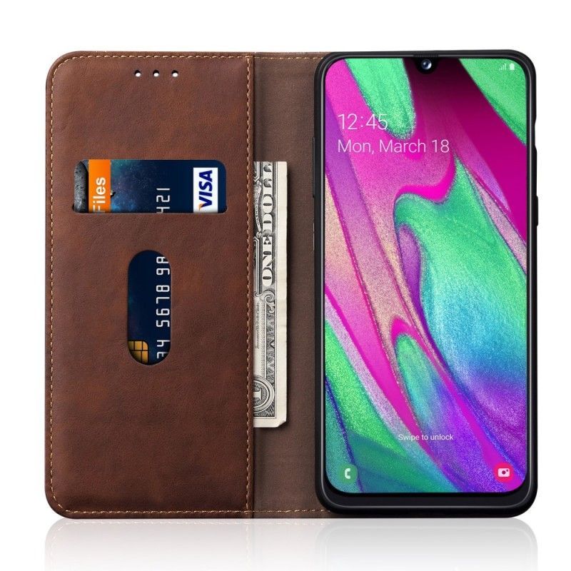 Flip Cover Samsung Galaxy A40 Effet Cuir Coutures