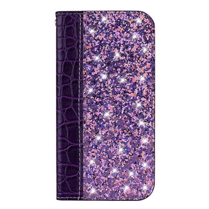 Flip Cover Samsung Galaxy A40 Effet Peau De Crocodile Et Paillettes