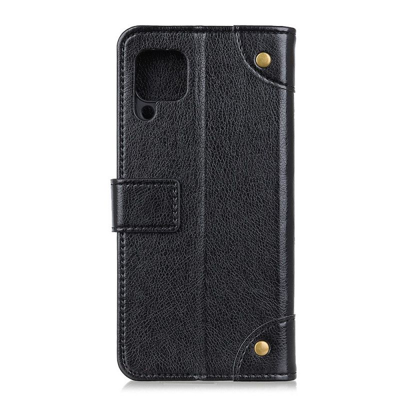 Flip Cover Samsung Galaxy A42 5g Cuir Fendu Nappa Rivets