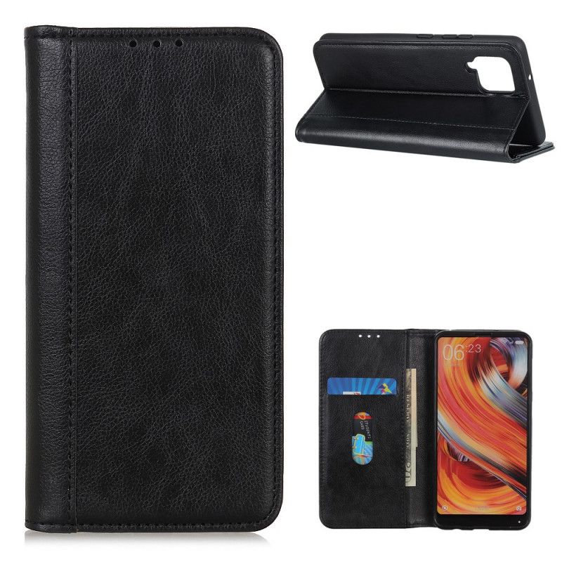 Flip Cover Samsung Galaxy A42 5g Cuir Litchi Fendu Élégance