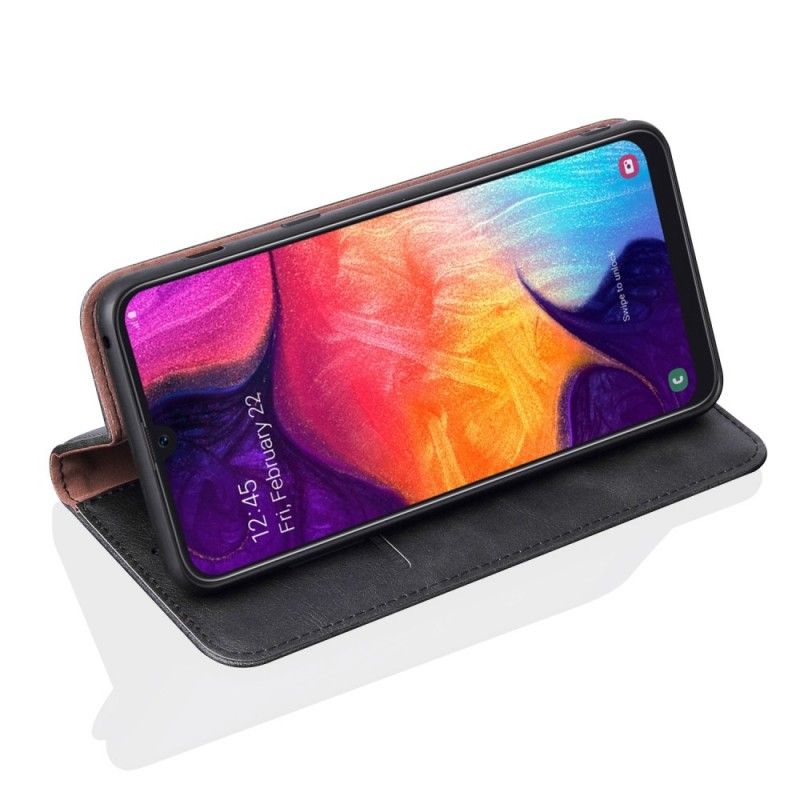 Flip Cover Samsung Galaxy A50 Effet Cuir Coutures