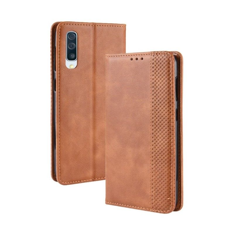 Flip Cover Samsung Galaxy A50 Effet Cuir Vintage Stylisé