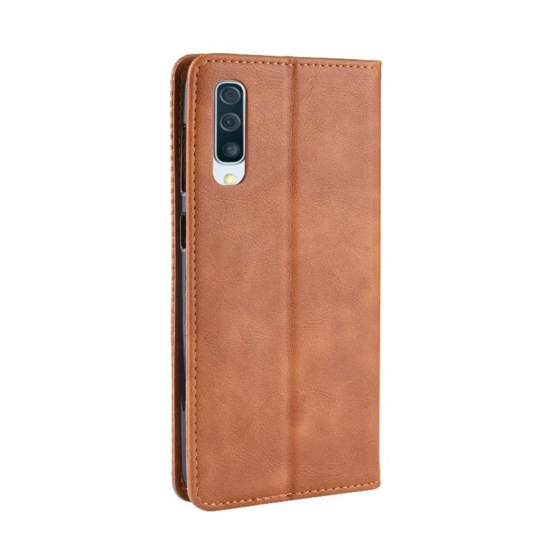 Flip Cover Samsung Galaxy A50 Effet Cuir Vintage Stylisé