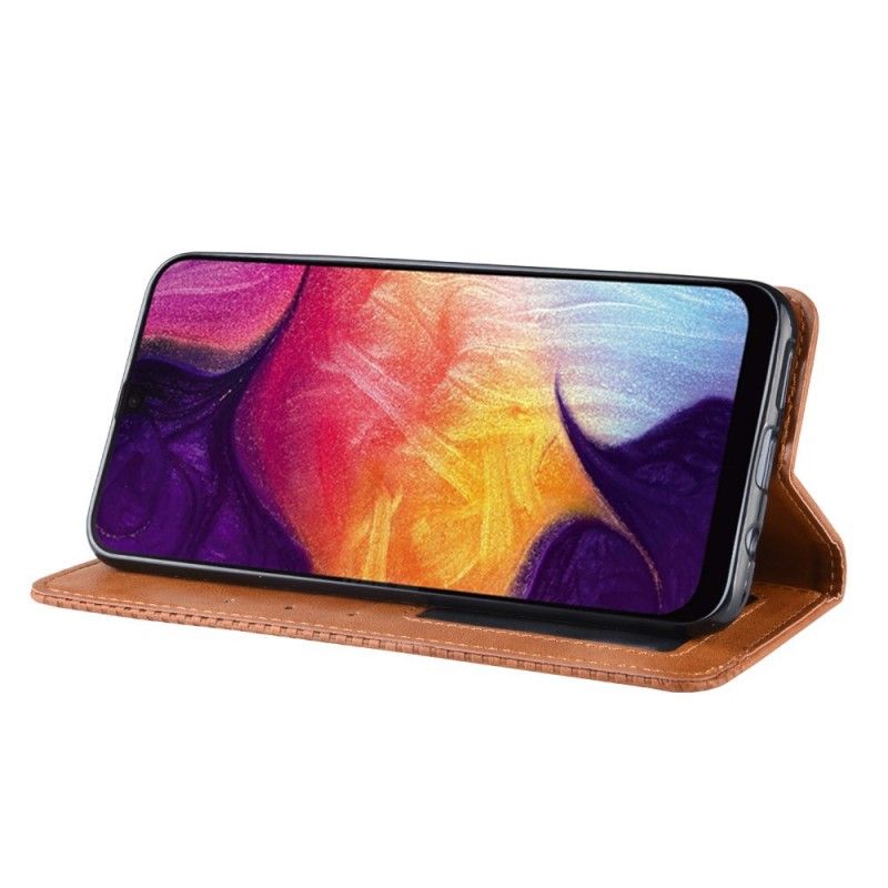 Flip Cover Samsung Galaxy A50 Effet Cuir Vintage Stylisé