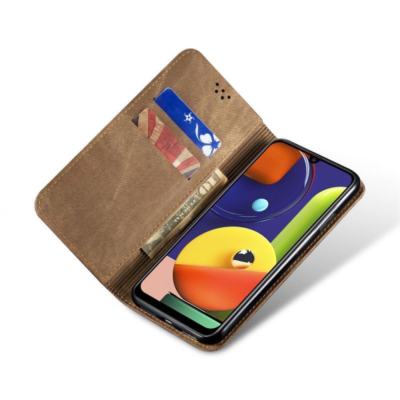 Flip Cover Samsung Galaxy A50 Tissu Jeans